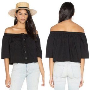 Free People Off the Shoulder Top Festival Boho Snap Front
